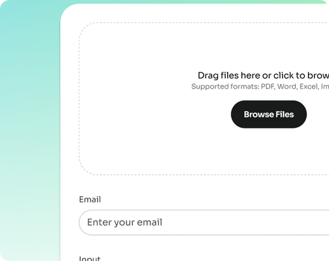 Upload form with file dropzone and email input
